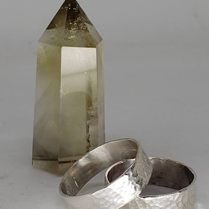 Hand Hammered Unisex Wide Sterling Silver Band Ring. Customized Your Own.
