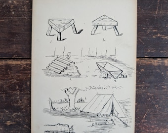 Antique (1898) Original Pen And ink Campsite Sketch Signed H.K. Lachman on Illustration Board.