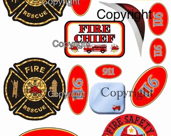 Fire Truck Chief 911 Decals for Little Tikes Cozy Coupe Car, High Gloss Stickers