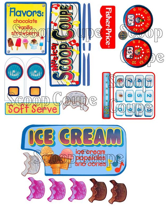 Little Tikes Cozy Coupe Musical Scoop Ice Cream Decals (high Gloss