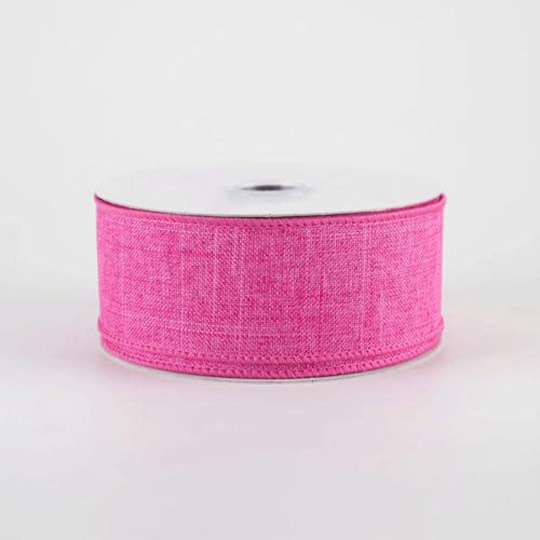 Hot Pink Wired Linen Ribbon Roll for Crafts, Wrapping, and Floral ...