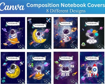 Portadas de cuadernos de composición espacial para niños (PNG)