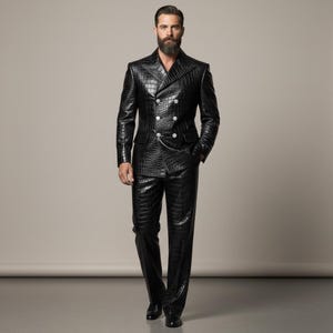 mens leather dress suit Pure Leather Suits