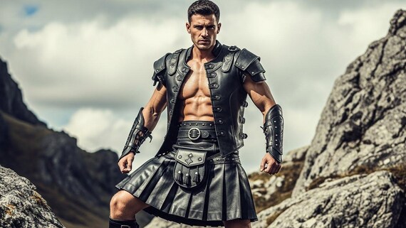Handmade Medieval Leather Warrior Costume, Gladiator Armor Set, Spartan Cosplay Outfit, Custom Size Men's Leather Set
