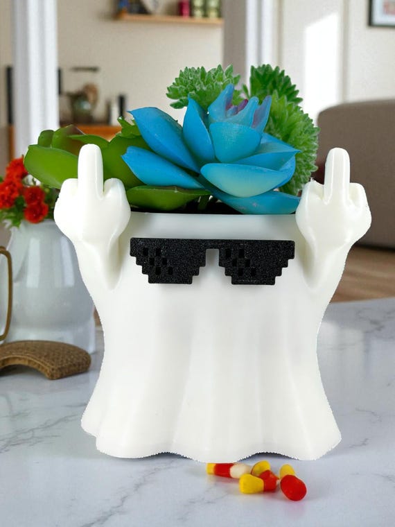 F*ck You Ghost Planter  Middle Finger Gothic Decor, Funny Meme Ghost With  Sunglasses - Etsy
