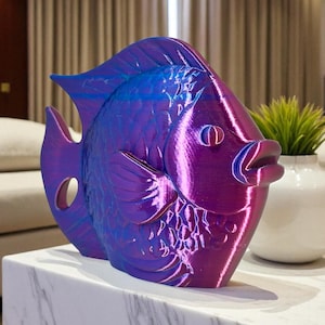 Estatua de pez iridiscente: Aurora Prism Color-Shift - Coastal Decor