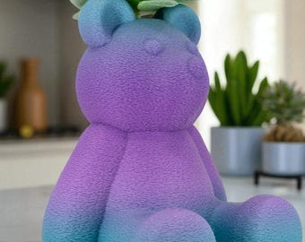 Teddy Bear Planter – Knit Texture Succulent and Flower Holder