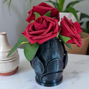 Lotus Bloom Vase – Gothic Flower Pot, Dark Romantic Home Decor, Mythic Petal Sculpture