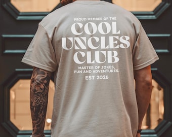 Cool uncles club, Premium T-Shirt, Personalisiert, Rücken Print, Geschenk für Onkel, Oversized Shirt, Weihnachtsgeschenk, uncle gift