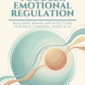 Może przedstawiać: Okładka książki z tytułem "TODDLER EMOTIONAL REGULATION" w turkusowych literach. Okładka przedstawia turkusowo-pomarańczowy abstrakcyjny wzór z tekstem "Wire Their Brain for Calm" i "BUILDING BRAIN ARCHITECTURE FOR SELF-CONTROL (AGES 0-4)". Nazwisko autora, HANNA C. WESTBERG, znajduje się na dole.