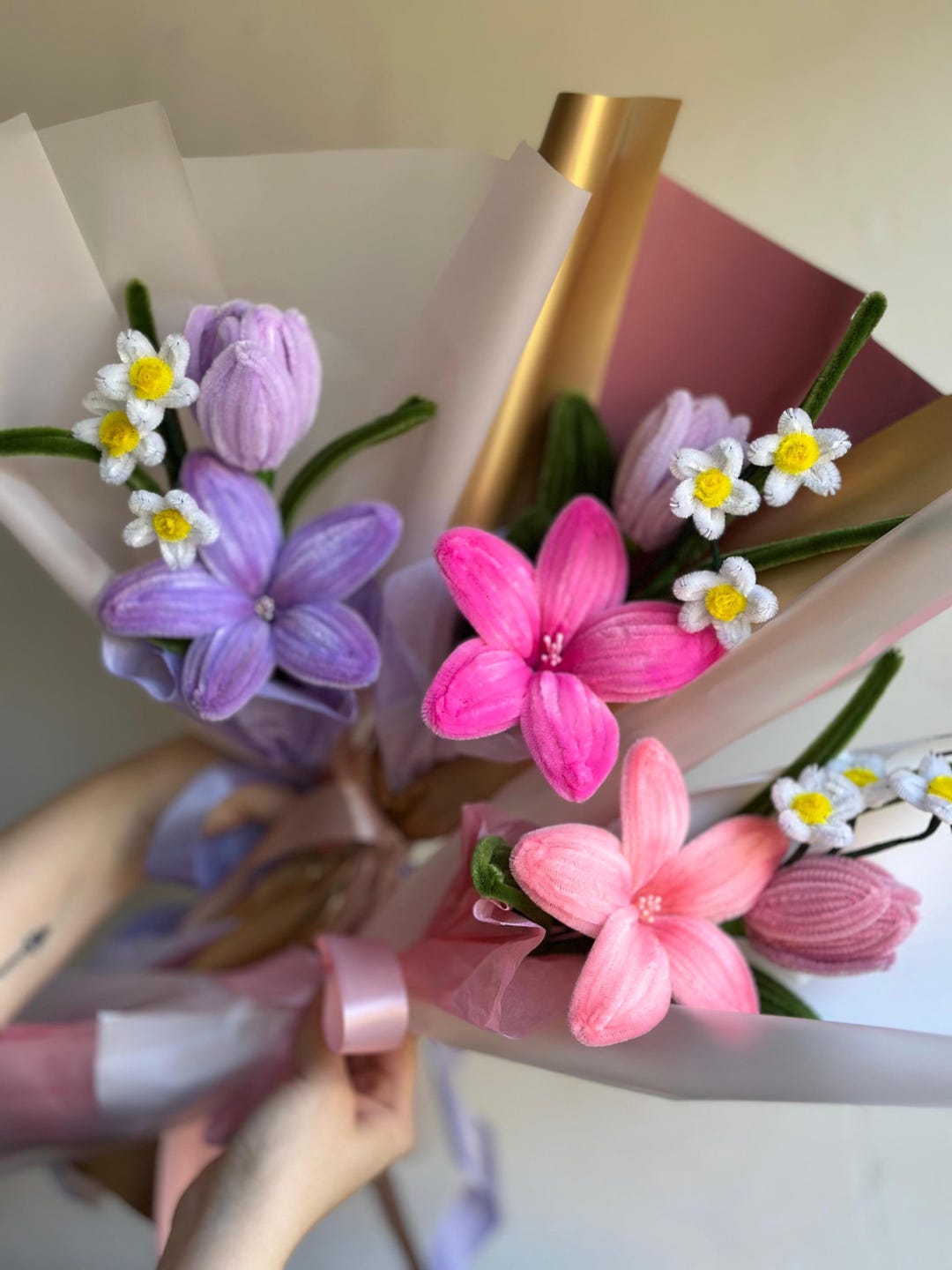 Kit Bouquet De Cure-pipe à Faire Soi-même – Tiges Chenille Pliables, Fleurs Réalistes, Loisir Créatif – Cadeau Fête Des Profs