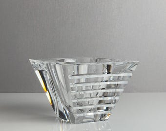 Vintage Orrefors Horizon Crystal Bowl – Jan Johansson Scandinavian Modern – early 2000s