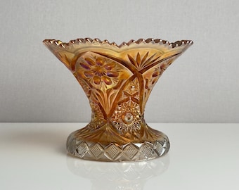 Antique Imperial Glass Marigold Carnival Glass Punch Bowl - 474 La Rochelle Pattern Compote - 1910s