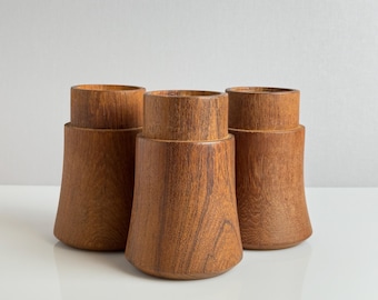 Vintage Dansk Teak Candle Holders – Set of 3 Danish Mid-Century Candle Sticks – 1970s