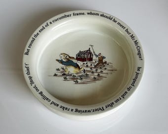 Vintage Wedgwood Ceramic Bowl  – Child Peter Rabbit Porringer Bowl  – 1970s–90s