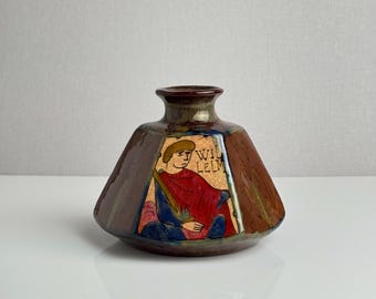 Antique Louis Etienne Desmant Bayeux Tapestry Vase – French Art Nouveau Lustre Normandy Pottery – 1890s