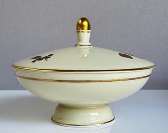 Vintage Rosenthal Porcelain Candy Dish with Lid - Flower Motif Ceramic Bowl - Germany - 1950s