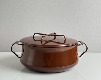 Vintage Dansk Kobenstyle Brown Enamel Casserole – Jens Quistgaard Dutch Oven with Lid – Mid-Century – 1960s