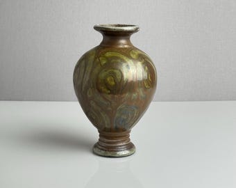 Vintage Brian Moore Studio Pottery Vase – Iridescent Glaze Baluster Form Art Ceramic – 1990s