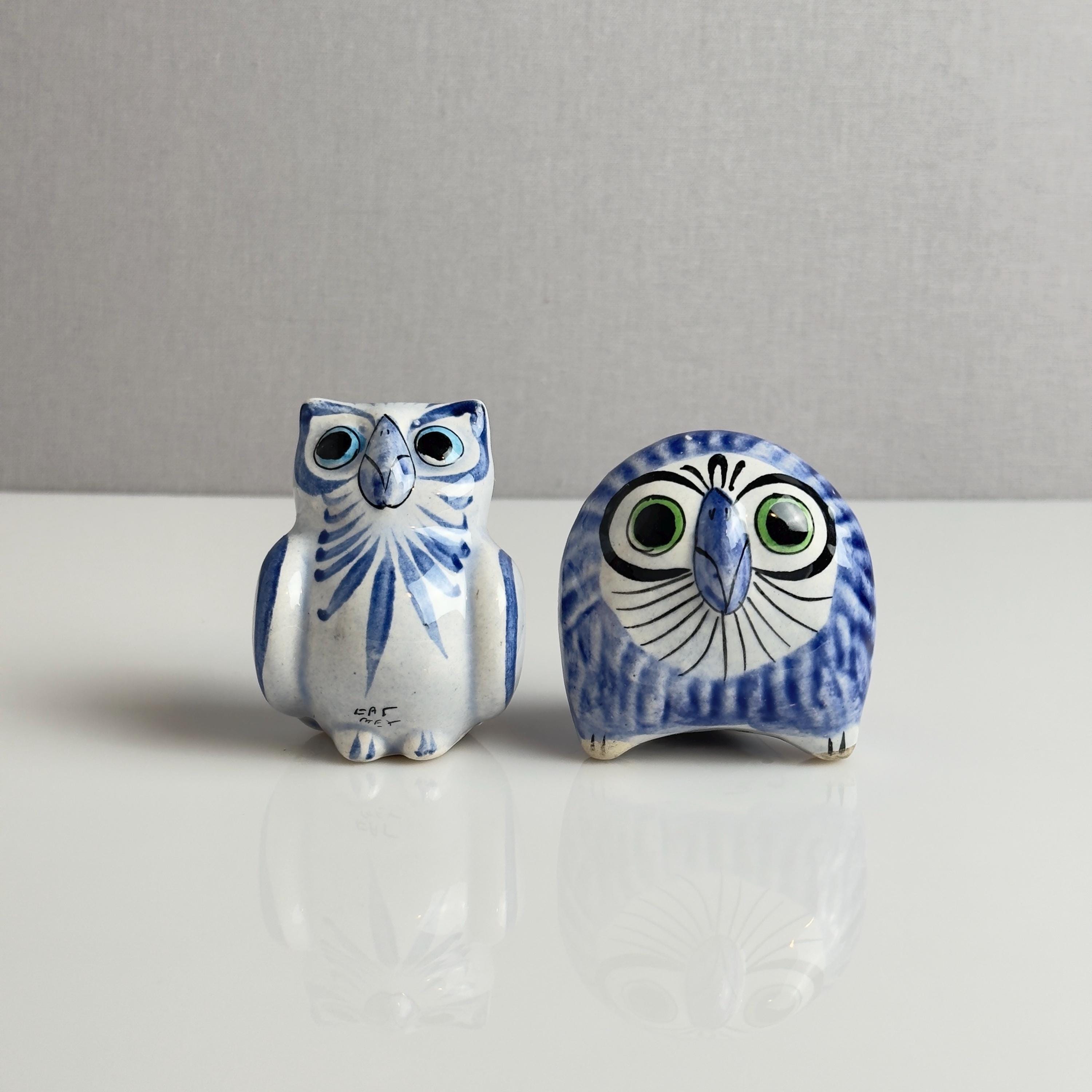 Vintage Tonala Mexico Owl Figurine – Hand Painted Mexican Folk Art Pottery – Mid Century