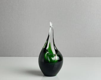 Vintage Holmegaard Green Orchid Vase – Per Lütken – Midcentury Modern Danish Art Glass – 1959