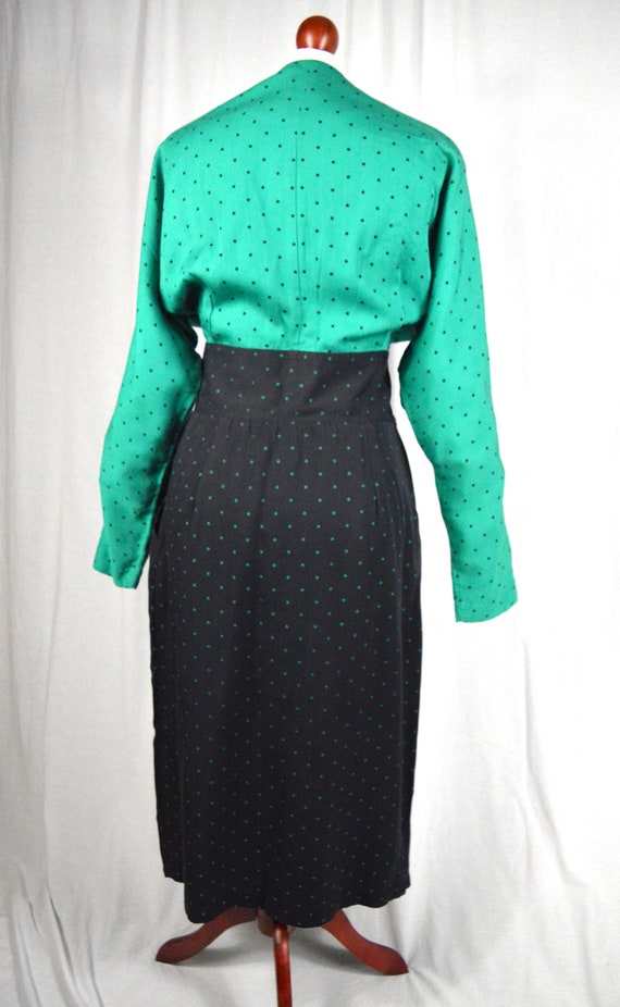80s does 50s Polka dot green and black high waist… - image 4
