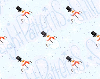 Blue winter snowman seamless pattern (Wallpaper or Printable)