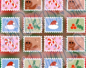 Christmas stamps print (Wallpaper or Printable)