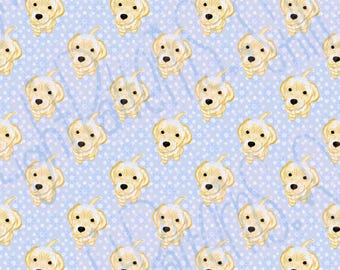 Blue winter snowy puppy seamless pattern (Wallpaper or Printable)
