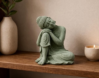 Statue Bouddha en grès – Décoration Zen, figurine Bouddhiste thaïlandaise