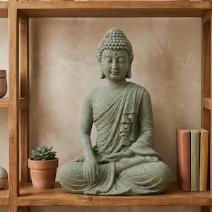 Buddha-Statue aus Sandstein – Zen-Dekoration, thailändische Buddha-Figur