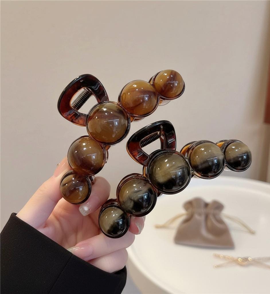 Barrette Vintage Nina Ricci Paris Noire Et Blanche - Accessoire Cheveux Rétro