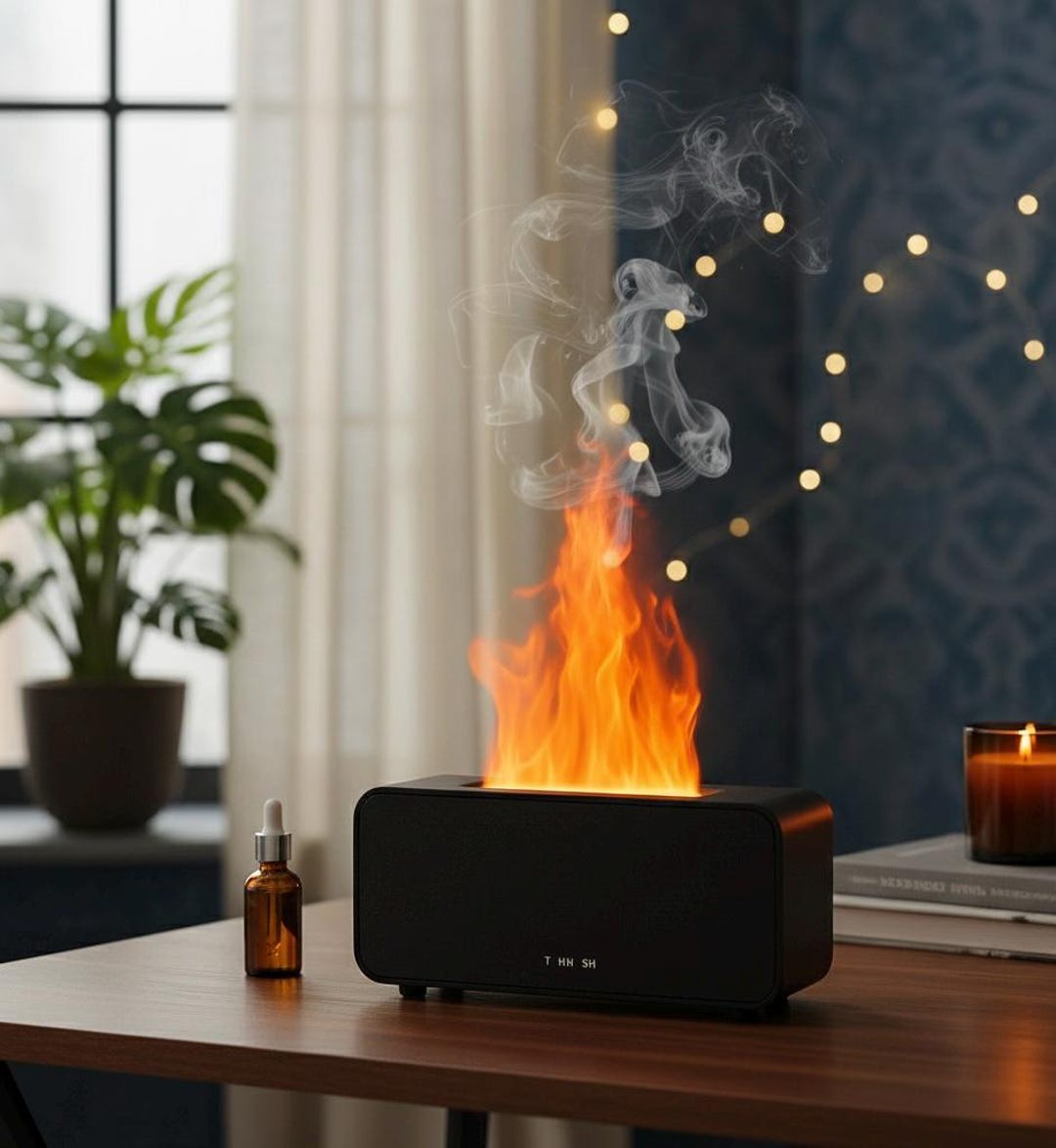 Mini Essential Oil Diffuser With Flame Effect – Humidifier 120 Ml - Etsy