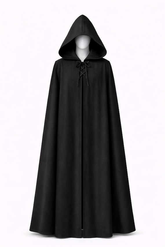 Star Wars Inspired Black Hooded Cape | Mandalorian & Sith Style Cosplay Cloak | Custom Made Costume Cape