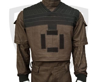 geinspireerd door Mandalorian Star War Custom Flight Suit Cosplay Bounty Hunter-kostuums 3-delig bruin pak