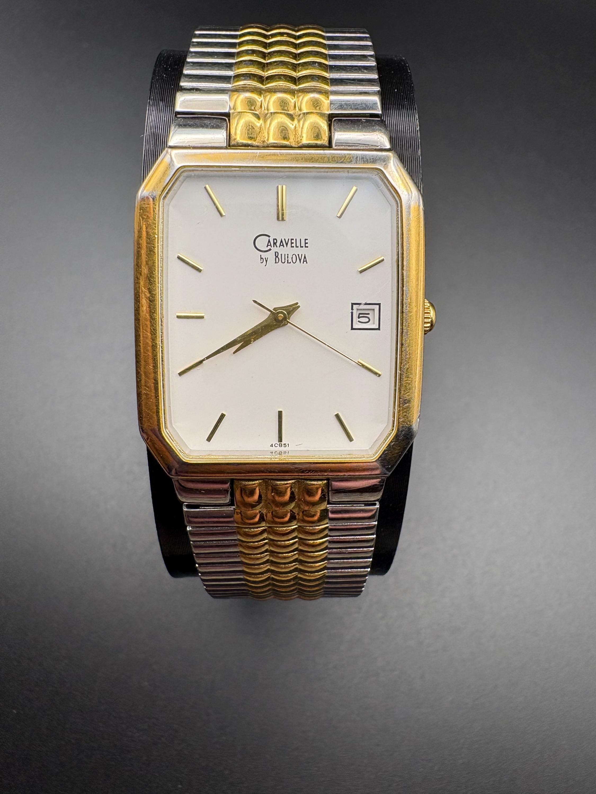 VINTAGE 1977 Caravelle Women\'s 20 x 22mm Manual Wind Gold Tone Tank Watch Vintage Caravelle by Bulova Tank Wristwatch New Battery  main image 4