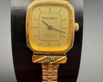 Vintage 1980s Hamilton Timespan Ladies Quartz Watch w/ Diamonds – For Repair/Parts