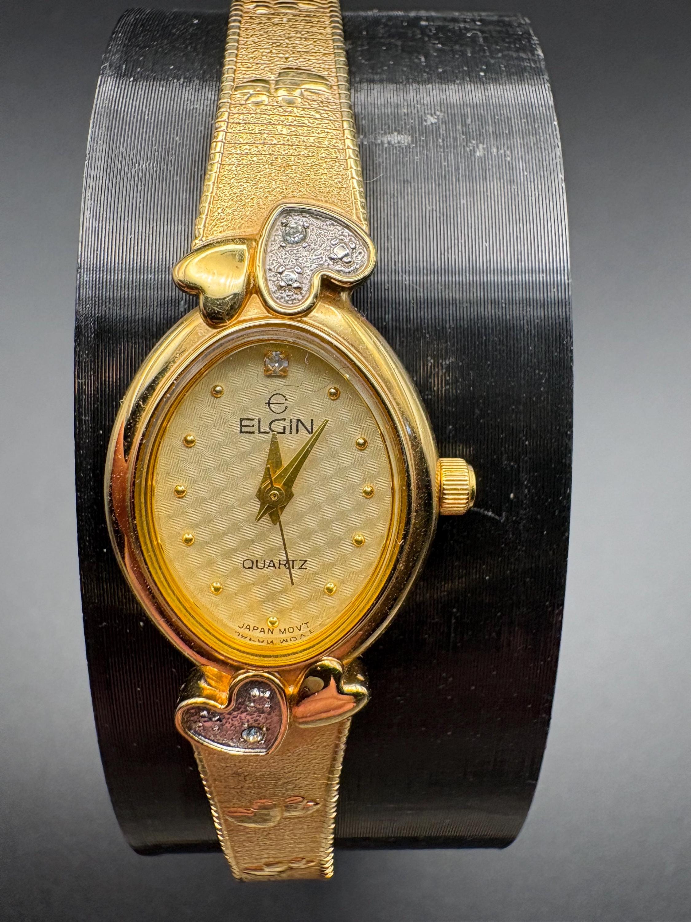 Vintage womens Elgin quartz gold diamond chip watch Ladies Elgin Diamond Watch - Etsy main image 2