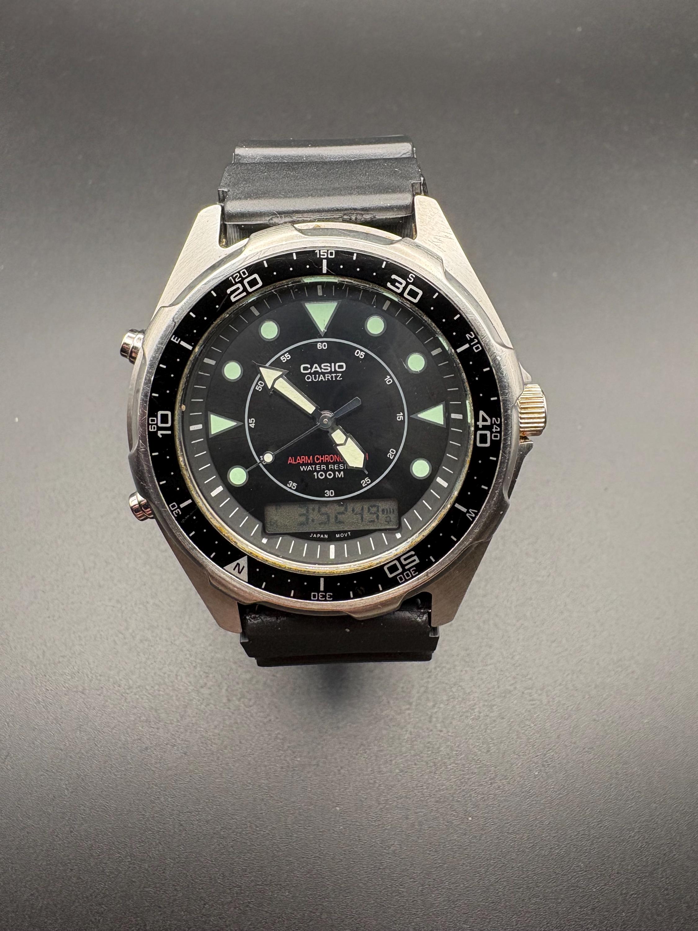 h4F105Z- CASIO カシオ AMW-320 アナデジ アラームクロノグラフ 