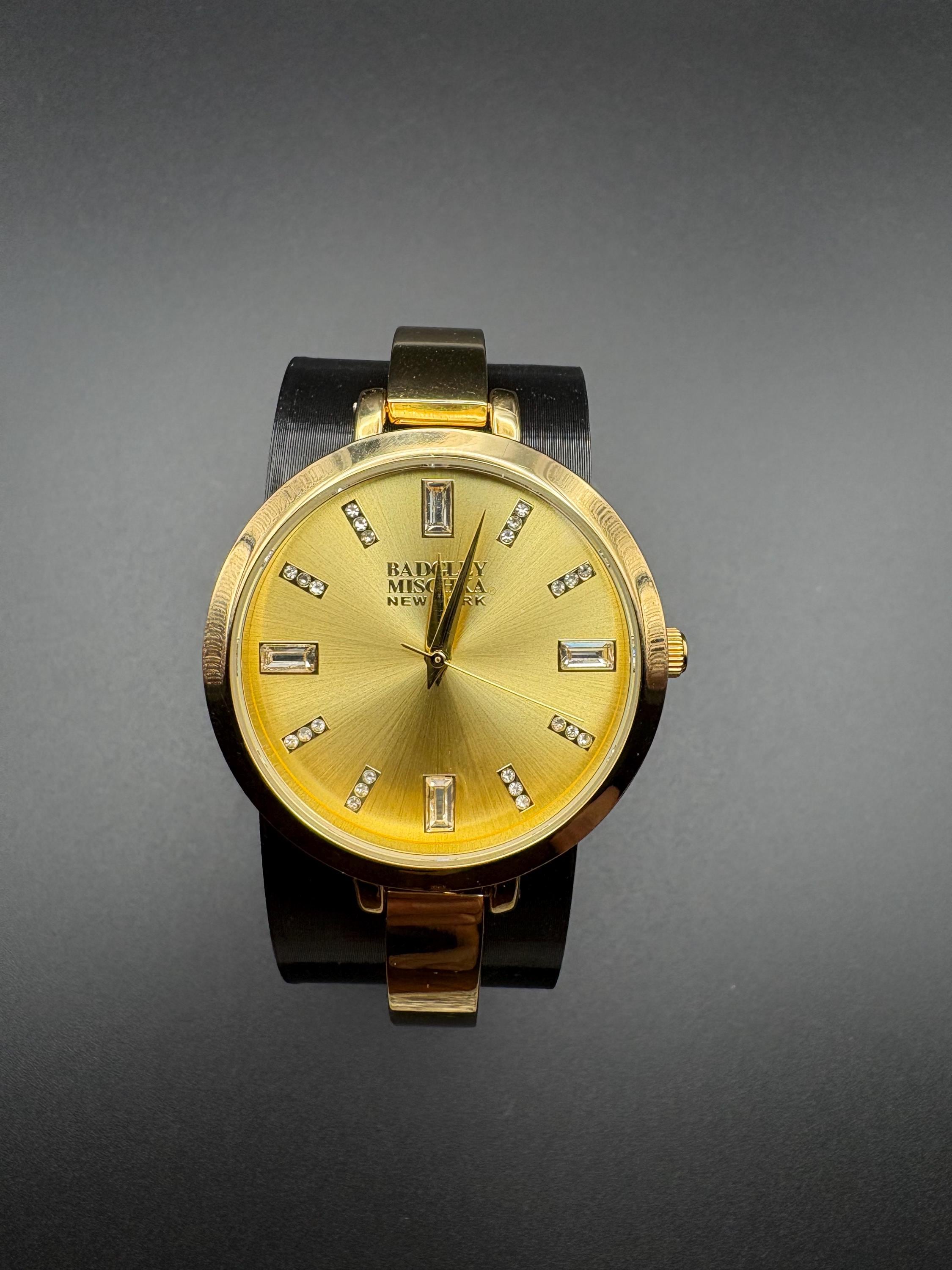 Badgley Mischka tortoise shell watch surrounded in Rhinestones and gold tone Men main image 2