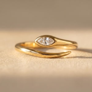 Minimalist Adjustable Marquise Ring, Stainless Steel Open Ring, Waterproof Tarnish Free Ring,Dainty Stacking Ring, Everyday Jewellery