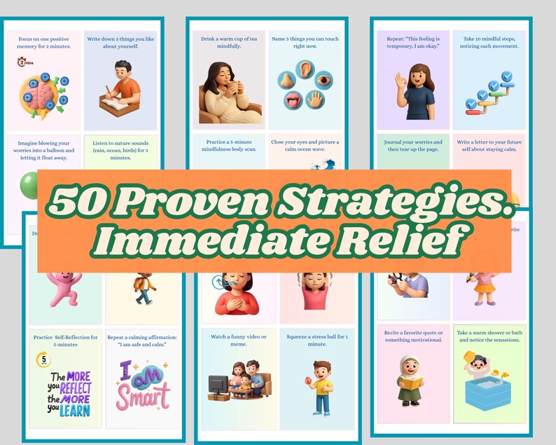 50 Coping Skills Cards for Kids and Adults, Emotional Regulation ...
