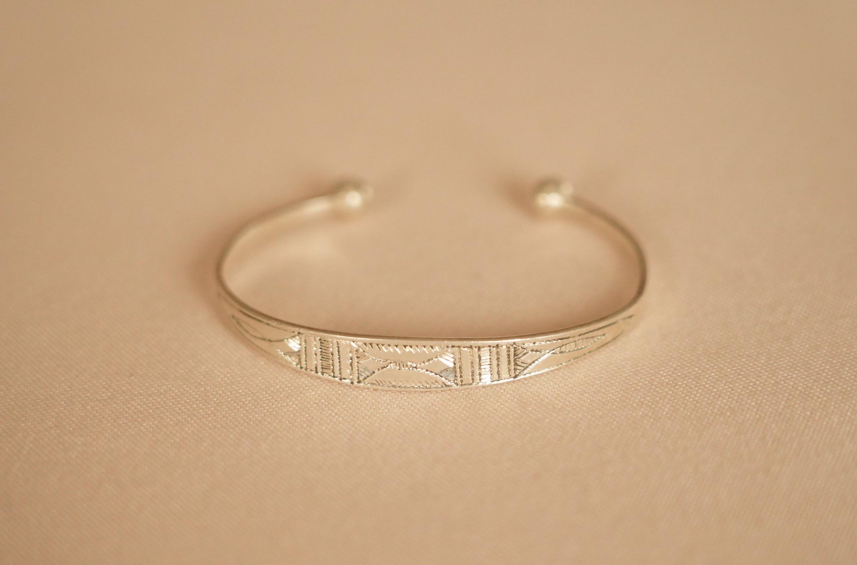 Bracelet Ancien Style Africain En Argent Sterling - Bijou Ethnique Occasion Excellent état
