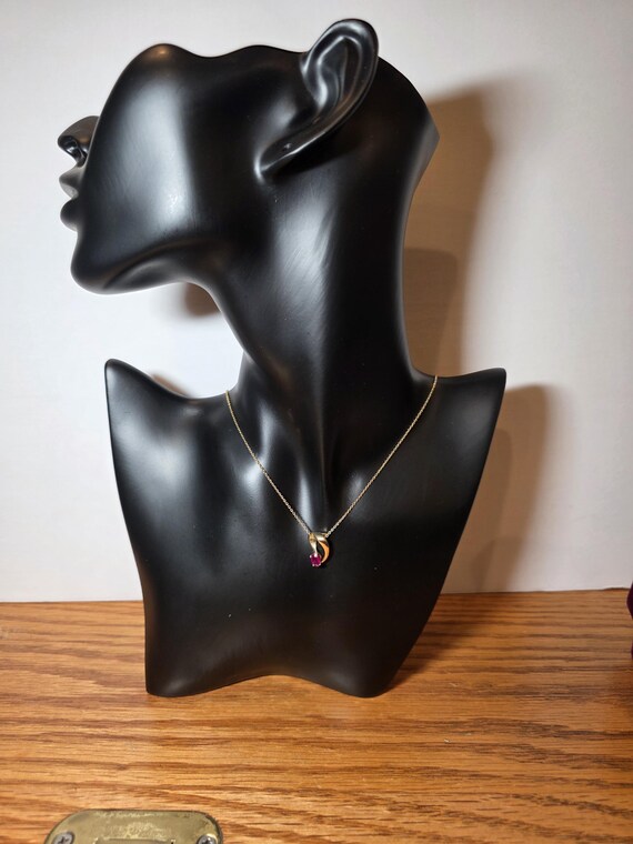 14k ruby pendant and stud earing set - image 2