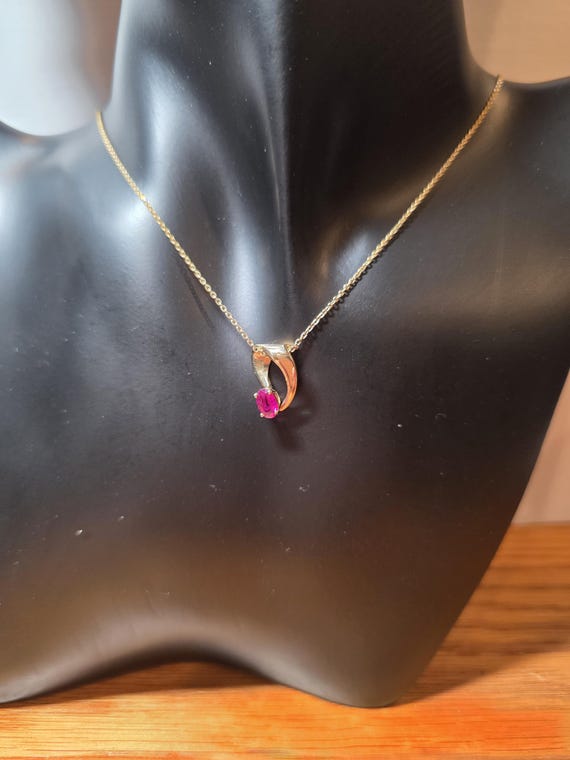 14k ruby pendant and stud earing set - image 3