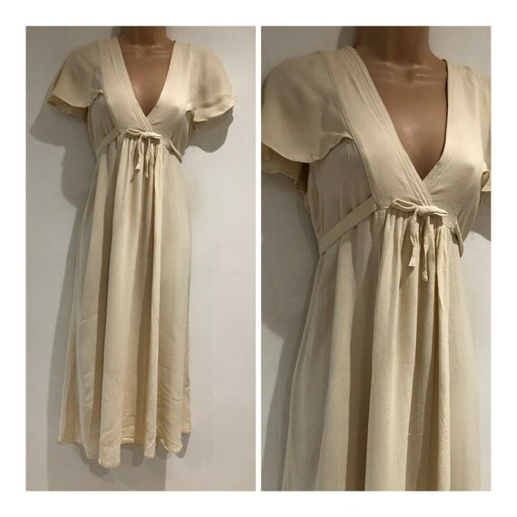 1970s Radley Cream Ossie Clark Style Dress 10/12