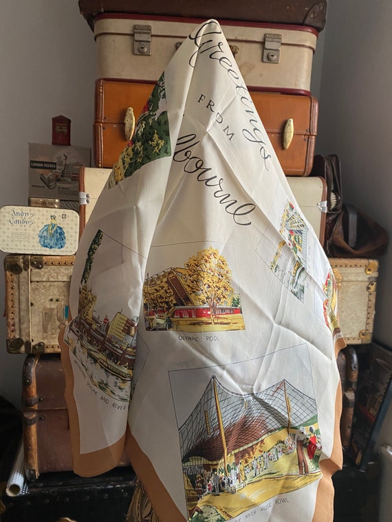 Vintage 1960s Silk Melbourne Souvenir Scarf