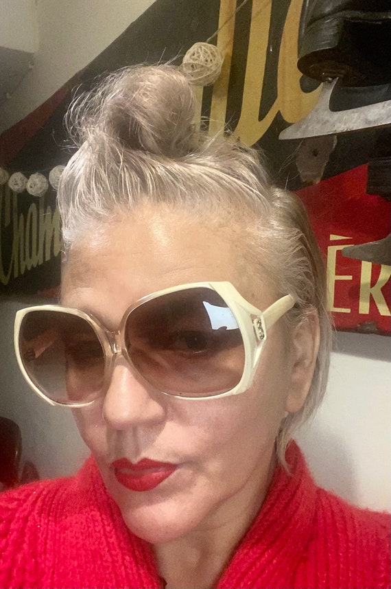 Vintage 1970s Cream Oversized YSL Sunglasses Etsy UK