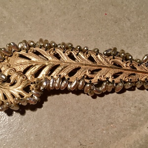 Miriam Haskel 1960s /70s Huge Gold Brooch with mini pearls  statement piece