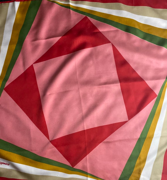 Jacqmar Scarf 1980s  Geometric Pink red Scarf Fab… - image 7